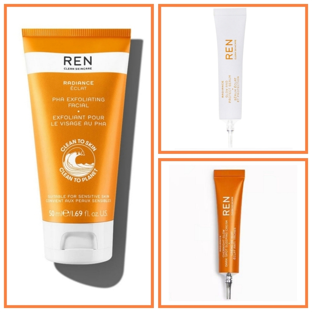 REN Radiance PHA Exfoliating Facial, Glow and Protect Serum, Vitamin C Gel Cream